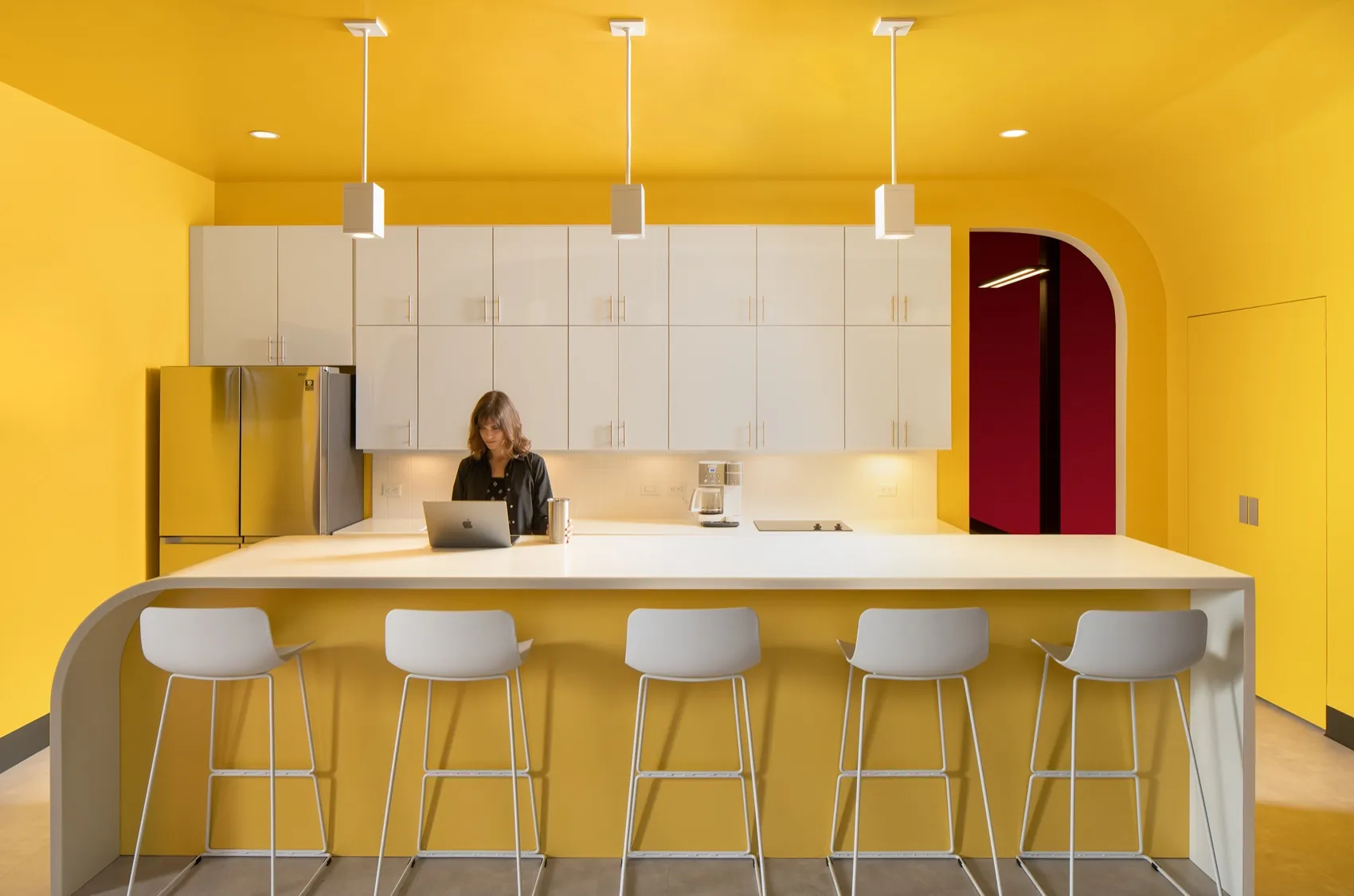 The kitchen and common area at WRSTBND HQ