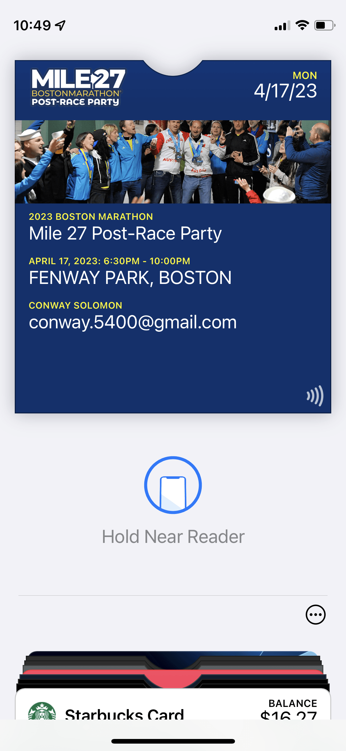WRSTBND digital NFC pass in a phone wallet